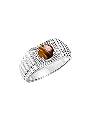 Rylos Men's Ring Sterling Silver Ring, 7MM Round