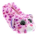 TY Beanie Boos Kids Girls Plush Glamour Leopard Non Skid Slipper Socks, Pink/Purple, Small