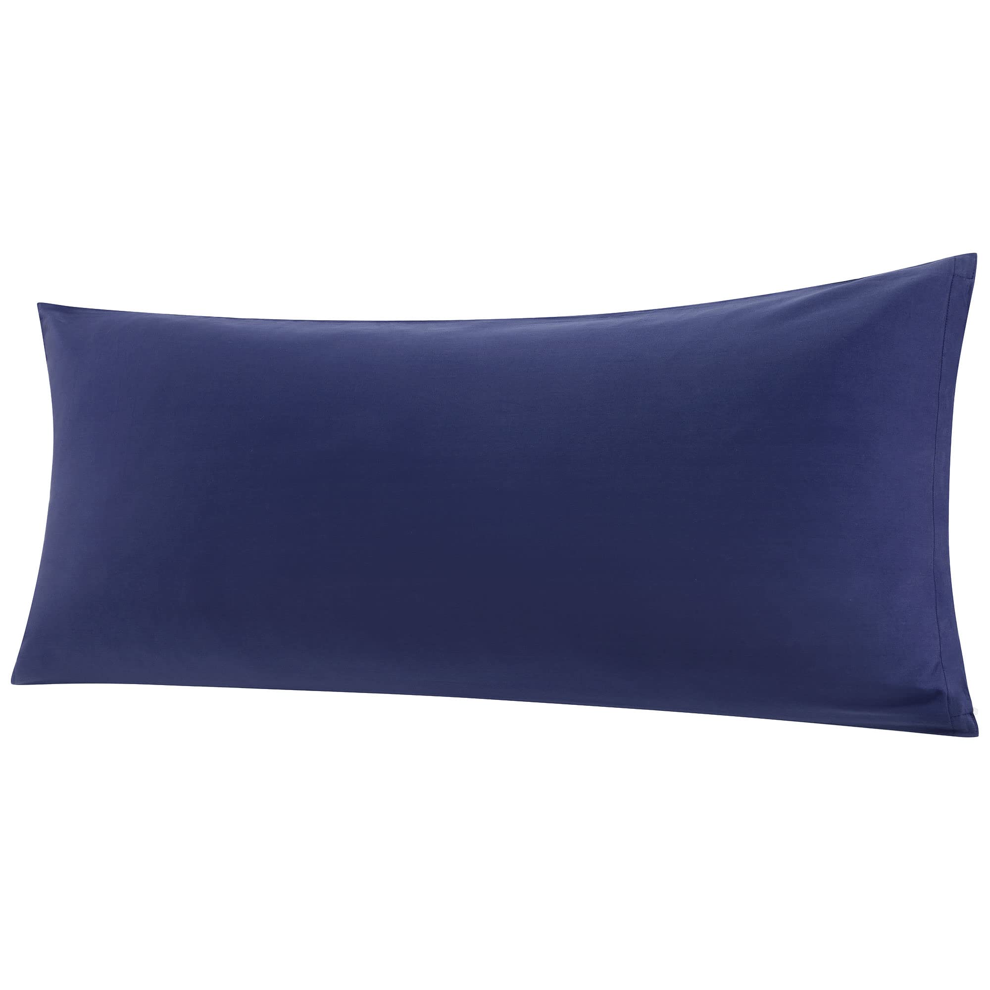 PiccoCasa Bolster Pillow Case Egyptian Cotton Body Pillow Cover 300 Thread Count Soft and Breathable Long Pillowcase with Zipper Closure Navy Blue 20"x48"(4ft)