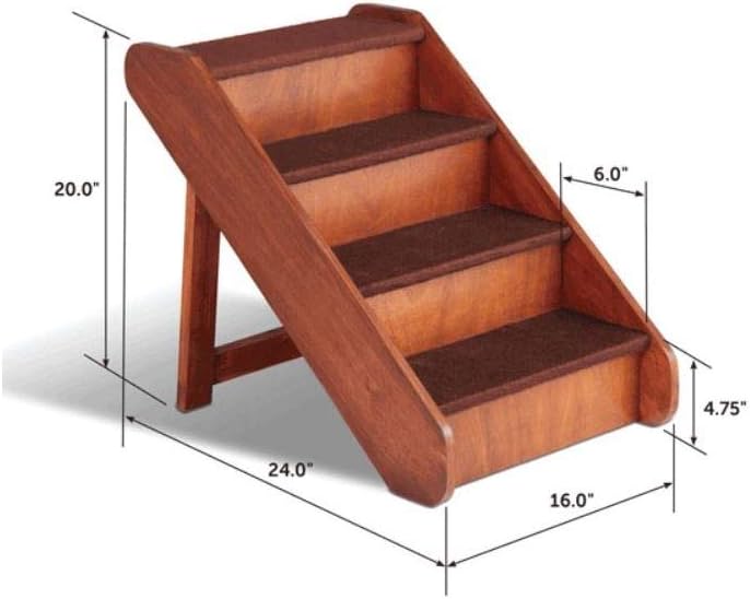 PetSafe CozyUp Folding Wood Pet Steps - PupSTEP Dog and Cat Stairs - Lightweight Durable Wooden Frame Supports up to 200 lb - Side Rails and Non-slip Feet Provide Added Security - 20 inches : Pet Supplies