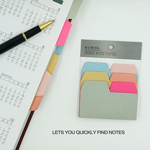 Divider Sticky Notes 90 Ruled Notes with 6 Color and Size, 4 Pack Index Self Stick Notes Take Notes and Mark Pages for Home Office School