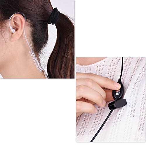 BONMIXC Walkie Talkie Earpiece, 2.5mm/3.5mm 2-Pin Two Way Radio Headset with PTT Mic, Compatible with Motorola Two-Way Radios (4 Pack)