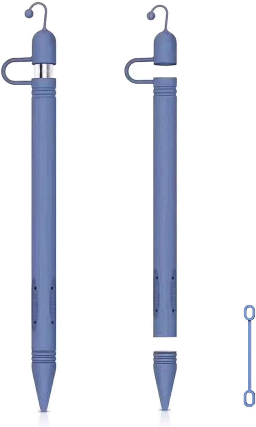 Silicone Case for Apple Pencil, Coffea Protective Case Holder iPencil Grip Skin Sleeve with Cap Holder and Nib Cover Compatible with iPad Pro (RoyalBlue)