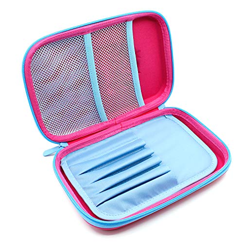 Cute Unicorn Love Embossed Hardtop Pencil Case - Girls School Supply Stationery Organizer - Large Capacity Kids Pen Box Pouch Bag with Compartment (Hot Pink)
