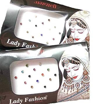 My.Shop Multi Colour Diamond Cut Tiny 2mm Bindis Round Stone Bindi for Women Ladies Girls Wedding Party Makeup