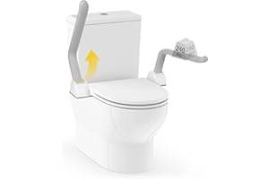 Dyna-Living Toilet Safety Rails 480lbs Load-Bearing Aluminum Alloy Handrail with Flip Up Non-Slip TPE Soft Rubber Armrest for