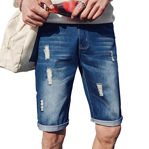 Xinwcang Pantalones Jeans Cortos Para Hombre Casual Clasicos