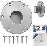 Aluminum RV Table Base Mount, RV Trailer Pedestal Base Round Flush Mount Table Leg Base with 6 Mounting Holes &amp; Screws, Fit for 013-1112 Table Bases, Durable Material for Camper, Trailer,Boat (Silver)