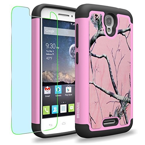 Alcatel One Touch Pop Astro / 5042T Case, INNOVAA Smart Grid Defender Graphic Case W/ Free Screen Protector & Touch Screen Stylus Pen - Pink Camo