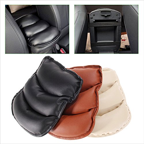 Daphot Store Universal Car Armrests Cover Pad Console Arm Rest Pad Protective Case Soft PU Mats Cushion (Black) - Thumbnail 2