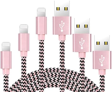 Charging Cable for iPhone 6/6s/iPhone 6/6 Plus/iPhone 5/5s,3-Pack 5ft/1.5M Lightning Cable for iPhone iOS Devices -Pink