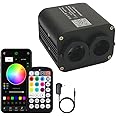 AZIMOM Bluetooth/RF Control Dual Color 20W Twinkle Fiber Optic Light Source RGBW Light Box Engine Diver Music Sensor Mode for Car Home Star Ceiling Light Effect Decoration