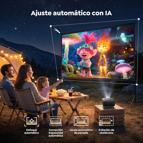 Projector 4K 【Google TV/Official Apps/Auto Focus/Keystone】Portable Projector App Integrated Language Control 1080P FHD Native, WiFi 6 & Bluetooth Smart Projector for Mobile/Outdoor/Home Cinema/Ceiling