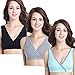CAKYE Women's Maternity Nursing Bra for Sleep and Breastfeeding 3 Pcs/Pack (Medium/36B,36C,36D, Black/Gray/Light Green)