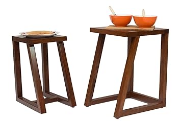 Kiwa Wooden Melamine Polished Twin Coffee Table, Large and Medium -Set of 2