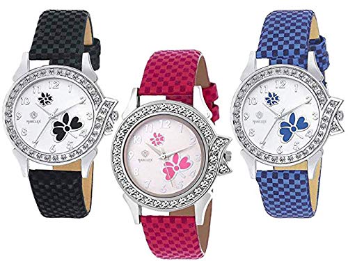 Marclex Analogue Multicolour Dial Quartz Movement Women's Watches (Combo of 3)