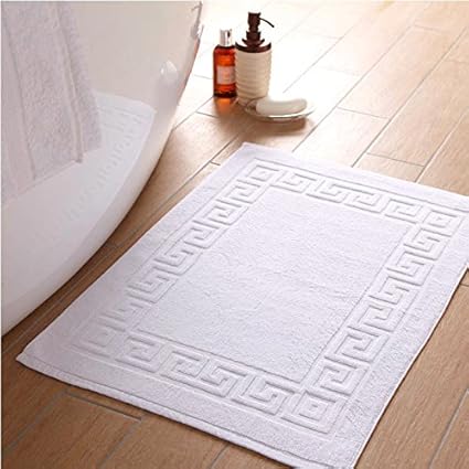 Linenwalas 100% Cotton Super Absorbent Terry Bath Mat (Solid White)