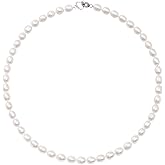Kikioo Freshwater Cultured Pearl Necklace for Women, 6MM-8MM Dainty Pearl Choker Necklace, Wedding Jewelry, Simple Beaded Pearl Necklace, Delicate Bridesmaid Jewelry Gifts