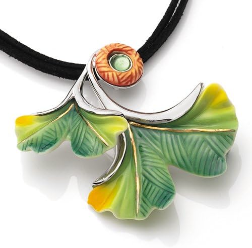 Franz Ginkgo Flower Sculptured Porcelain Necklace