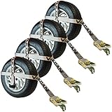 Vulcan Silver Series Basket Style Auto Tie Down w/ Adjustable Loop and Snap Hook (Pack of 4) Safe Working Load - 3300 lbs.