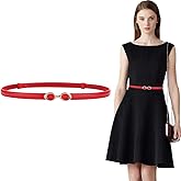 ALAIX Women's Leather Skinny Belt for Dress Adjustable Thin Waist Belt for Lady Waistband with Golden Buckle