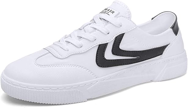 Amazon Co Jp 革の白い靴 メンズファッションカジュアルフラット 革通気性学生スニーカー レースフィットネス屋外ウォーキングシューズ ウォーキングジョギングスニーカーを実行しているティーン スポーツ アウトドア