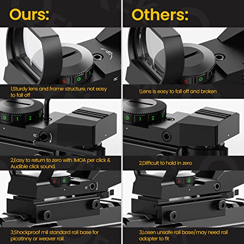 Reflex Sight, Red Green Dot Sight with 4 Reticles,Anti-Fog & Shockproof Aiming Scope Sight