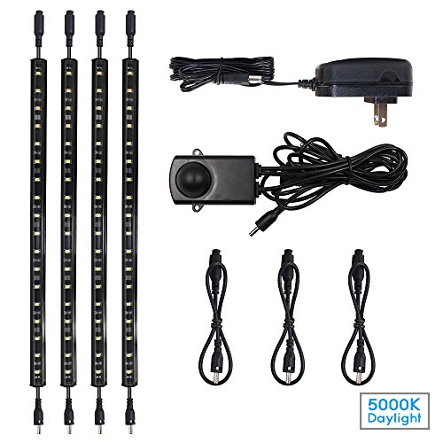 LED Safe Lighting Kit, (4) 12’’ Linkable light bars + Motion Sensor + Power adapter, Under Cabinet, Gun Safe, Locker, Closet, Under Counter, Shelf, Showcase Lighting