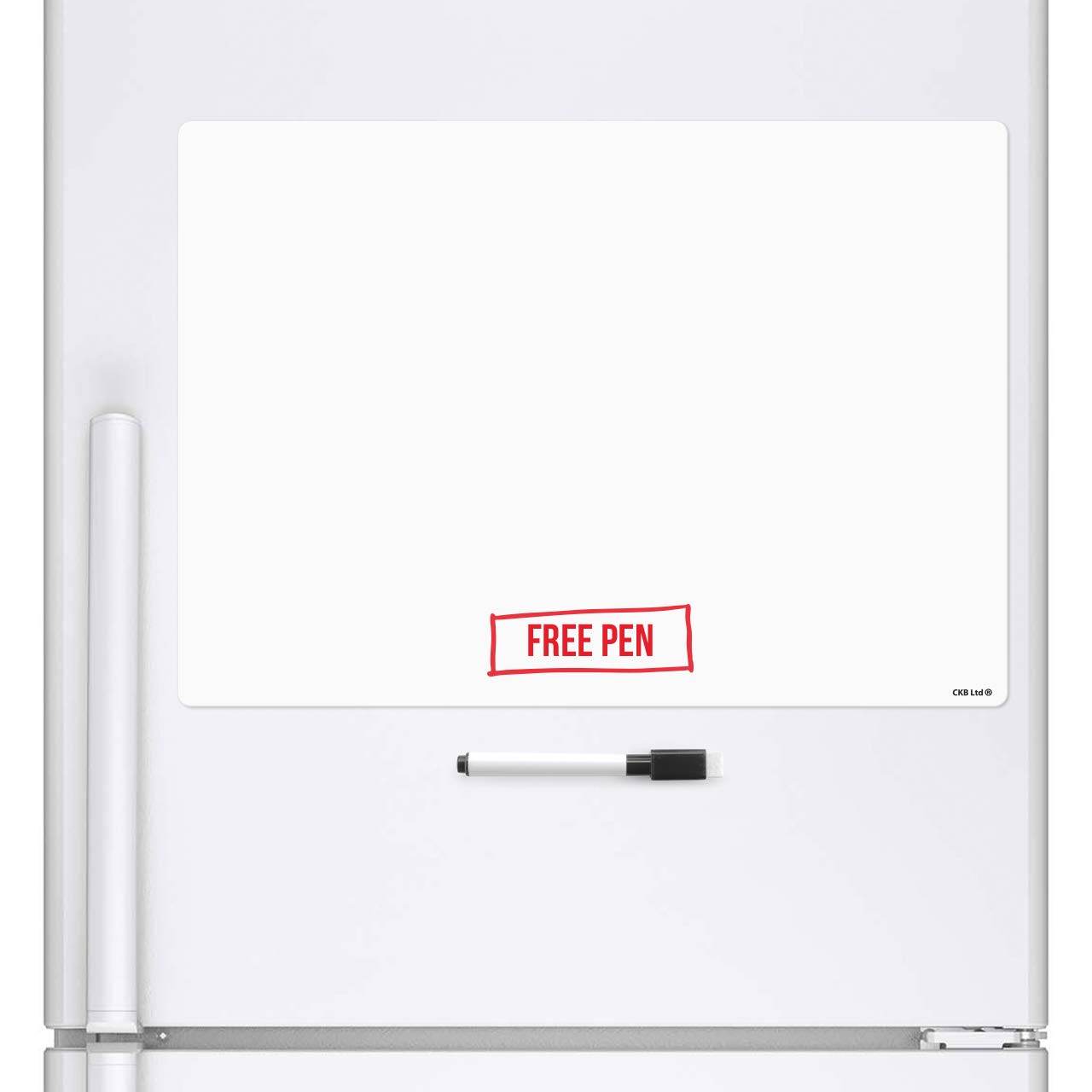 CKB LTD® BLANK Dry Wipe Magnetic Whiteboard Fridge Board Magnet Signage Sheet With Marker White Board & Pen - Drywipe Kitchen Memo Notice Board Large Daily Menu White Board Planner (A3)