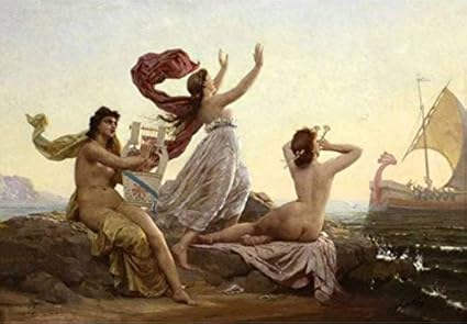Ulysse et Les Sirènes par Marie François Firmin Girard 76,2 x 61 cm Peinture  à l'huile sur Toile Reproduction d'art: Amazon.fr: Cuisine & Maison