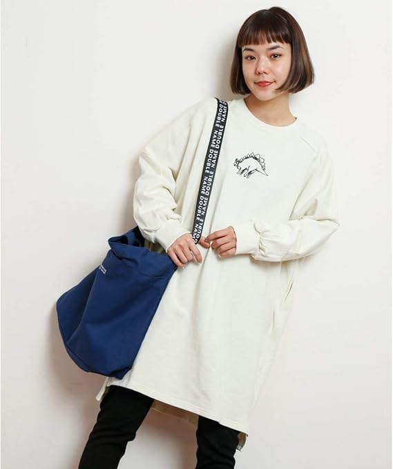 Amazon ダブルネーム Double Name フェスに行きたい恐竜スウェットワンピース 生成 Free ワンピース チュニック 通販