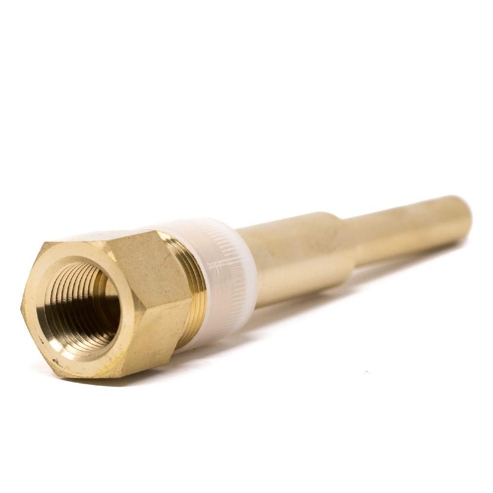 PIC Gauge TWBR0623S2 6 Stem Length 1/2 NPT x 3/4 NPT Connection Size Brass Standard Thermowell