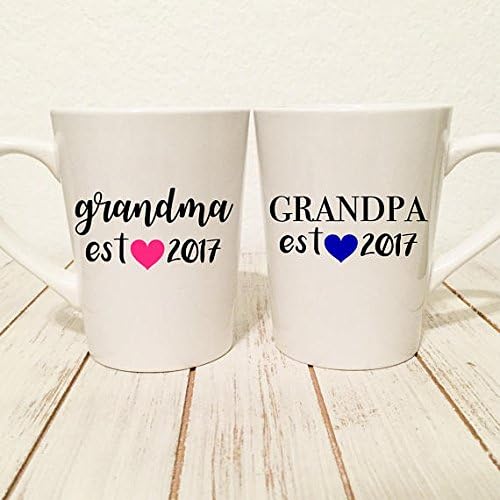 Pregnancy Announcement to Grandparents - Tell Parents about Pregnancy - Grandma Grandpa Mugs - New Grandparents Gift - Gender Reveal Present