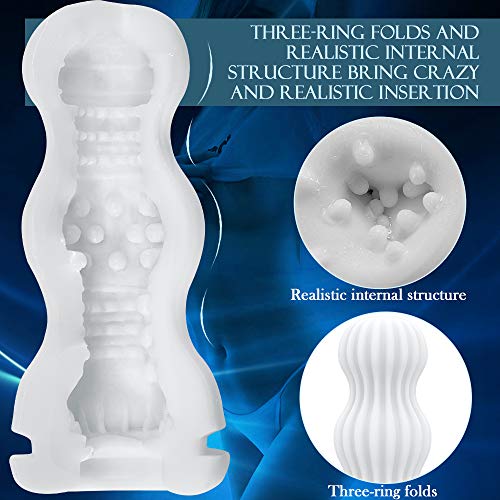 Male Masturbator Cup with Vacuum Suction, 3D Pocket Pussy Stroker with Realistic Inside Textures for Men Masturbation, Allovers Portable Masturbation Cup Adult Sex Toys with Lubricant Pipe