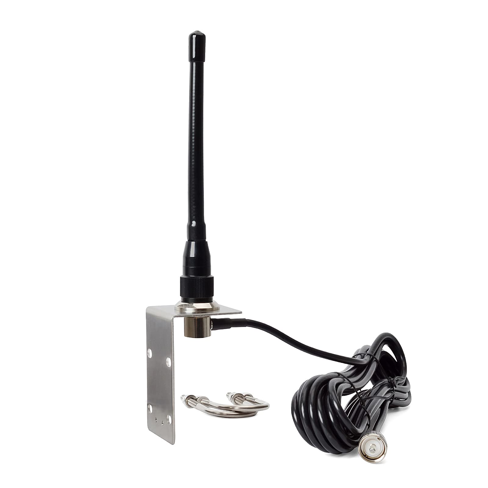 HYSHIKRA VHF Marine Rubber Antenna Coaxial RG58 Feeder 5 meters(PL-259 Connector) VHF Aerial with L-bracket Mount,Yacht, Truck, RV, Cruise Ship
