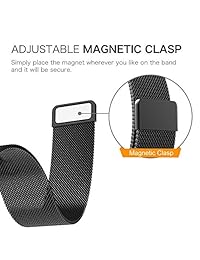 Samsung Gear S2 Classic Gear S3 Frontier correa de reloj baoking cierre magnético ajustable Milanese pulsera de acero inoxidable de malla correa de repuesto para reloj inteligente, Negro