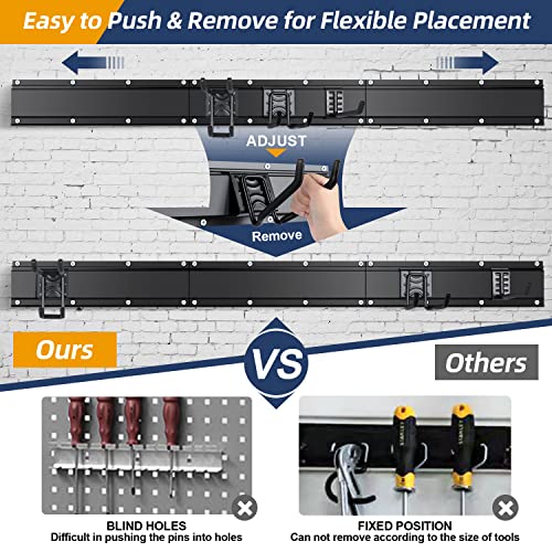 UUP 48 Inches Garage Tool Organizer Wall Mount Adjustable Yard Tool