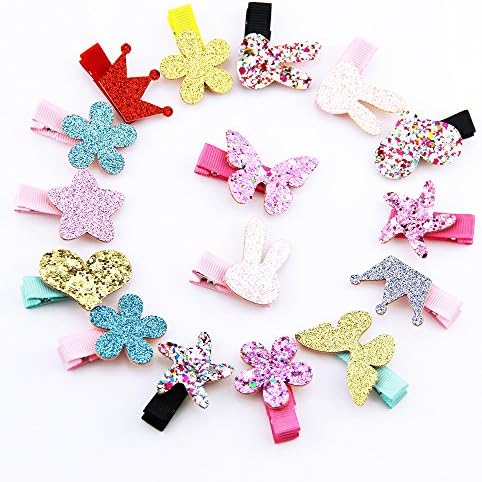 Munax 40 pcs 1.8" Baby Girls Ribbon Hair Bow Clips printed pattern Barrettes (D)