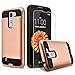LG K10 Case, LG Premier LTE Case, Dual Layers Phone Cover Bundled with [Tempered Glass Screen Protector] Hybird Shockproof and Circlemalls Stylus Pen[Rose Gold]