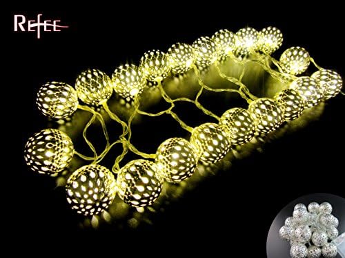 Refee Moroccan Ball Shape 20 LEDs Decorative Light Strings for Outdoor Party , Christmas, Wedding and Home garden etc. (Warm white)