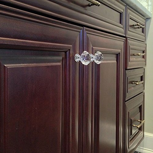 10PCS Crystal Drawer Pulls Glass Clear Door Knobs for Kitchen Cabinets Wardrobe Cupboard Closet Hutch Chest Desk, Diamond Shape Furniture Handles w/Screw by INNKER - Thumbnail 6