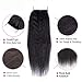 Brazilian Kinky Straight Human Hair Bundles With Closure, 8A Unprocessed Virgin Yaki Hair 3 Bundles With Closure Free Part, Natural Color (16 18 20 + 14)