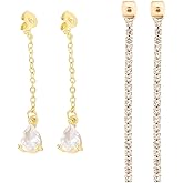 SUNNYCLUE 1 Box 8Pcs 2 Style Real 18K Gold Plated Earring Backs Ear Studs Rhinestone Tassel Earring Findings Long Chain Butterfly Ear Nuts for Jewelry Making Women Adult DIY Earrings Craft Accessories