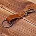Top Plaza Custom Personalized Name Letter Engraved Keychain Retro Vintage Brozen Ring Golden Brown Genuine Leather Key Ring (No Engraved)