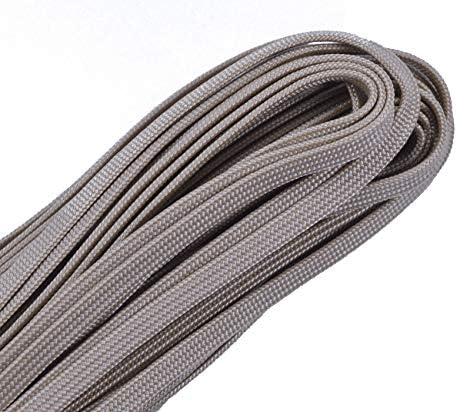 Coreless/Gutted 550 Paracord - Flat Hollow Cord - Whip Makers Computer Cable Sleeve - Light Tan 100 Feet