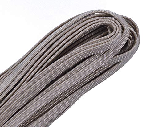 Coreless/Gutted 550 Paracord - Flat Hollow Cord - Whip Makers Computer Cable Sleeve - Light Tan 100 Feet