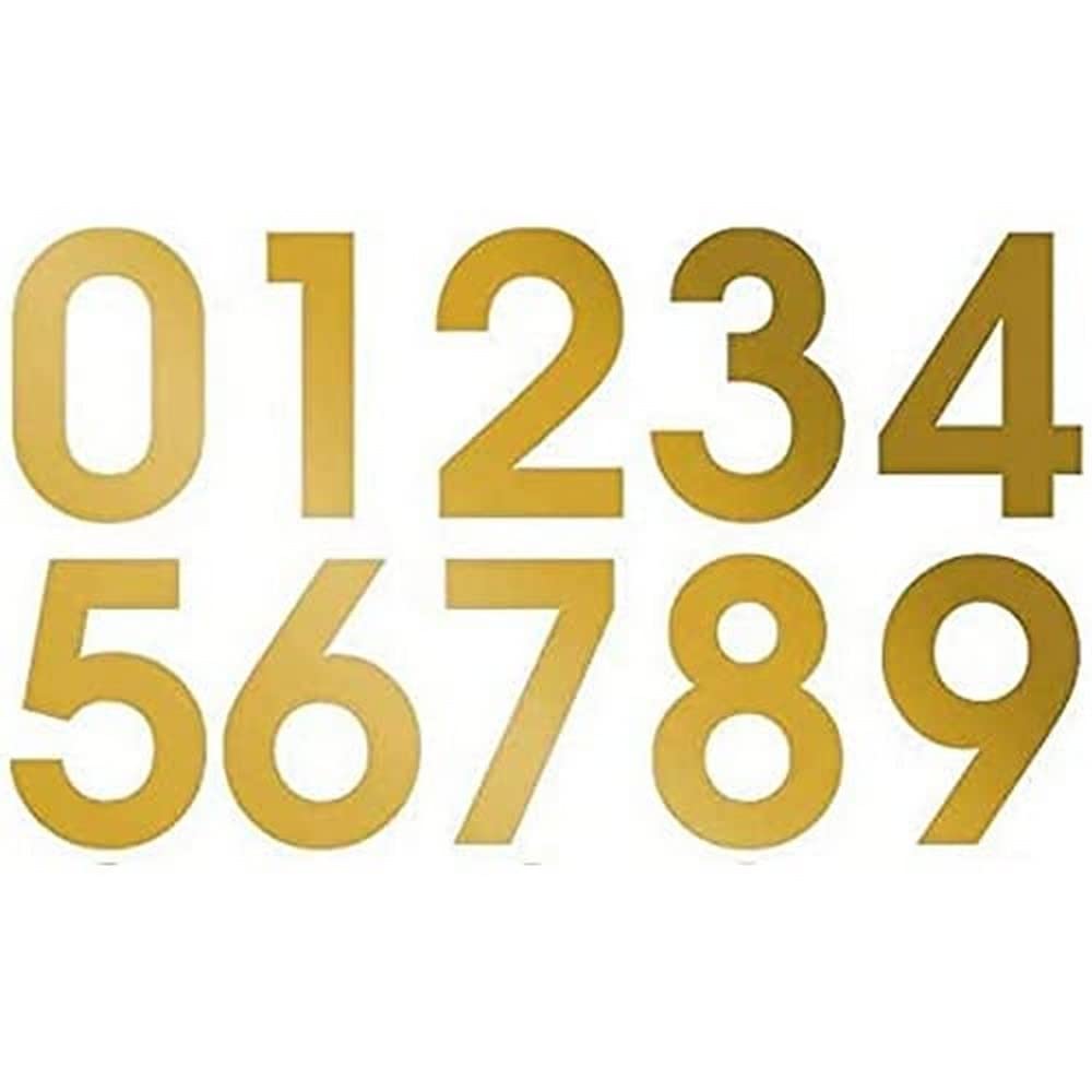1 x Set of Giant Gold 0-9 Numbers - Removable Self Adhesive Waterproof Durable Vinyl Stickers - Digitally Cut to the sticker Shape - size 100mm