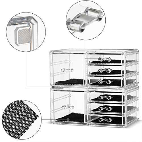 Unique Home Acrylic Jewelry and Cosmetic Storage Makeup Organizer Set, 4 Piece - Thumbnail 2