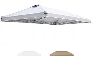 FLOUREE 10x20 Canopy Replacement Top Cover with Air Vents for ez up Pop up Canopy Gazebo Tent, with Adjustable Strap, Waterproof & Anti-UV for Outdoor Shade (Top Only,Frame Not Included) (Off White)