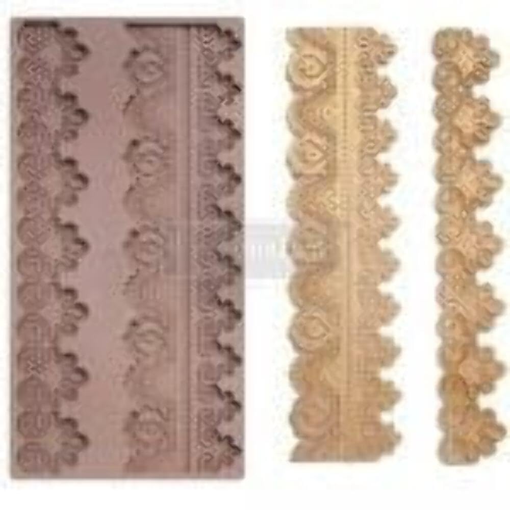 Redesign With Prima Redesign Decor Moulds Décor Mould CECE-Bord Lace II-5 x 10 x 8 mm Crafting Resin Molds for Air Dry Clay DIY Projects Funiture Dresser, Chocolate, Cake, Candy, Backery, Soap,